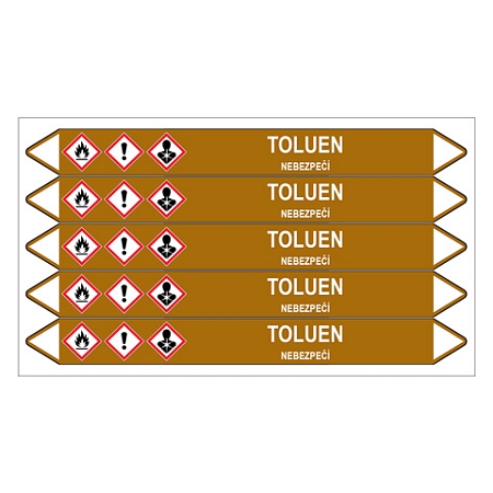 Značení potrubí, toluen,5 ks, 150 × 12 mm